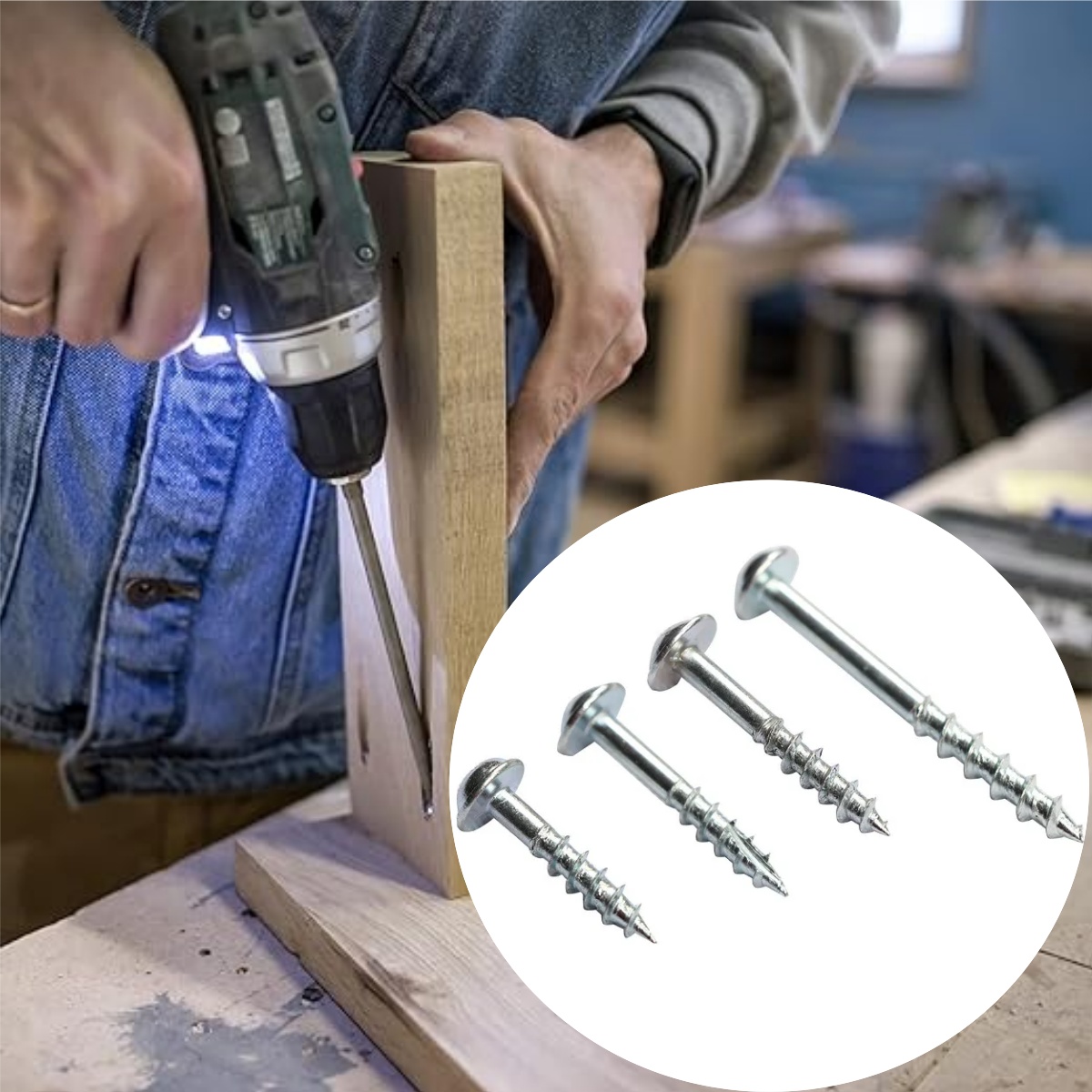 Woodworking Hacks - 100 шт. оцинкованных винтов с крестообразным